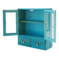 2-Tier Blue Wood Storage Cabinet with 2 Drawers & Double Doors, Space-Saving Organizer for Bedroom, Living Room & Home