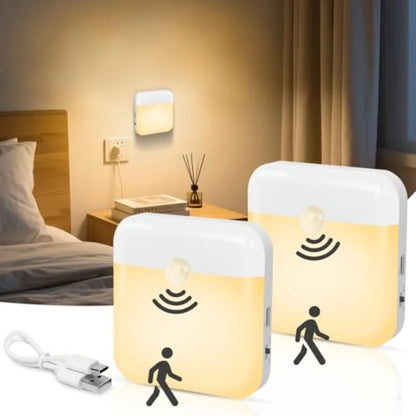 Rechargeable Motion Sensor LED Night Light, Warm White, Portable Mini Wall Light