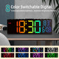 10.5-Inch LED Digital Wall Clock with Remote, 8-Color Backlight, Dual Alarms, Date & Temperature Display