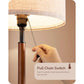 Mid-Century Table Lamps Set of 2, Pull Chain Switch, Linen Shade, Solid Wood Pole and Metal Base, Bedside Nightstand Lighting