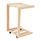 Rubber Wood C-Shaped Side Table with Storage Shelf & Casters, Mobile Sofa End Table for Small Spaces