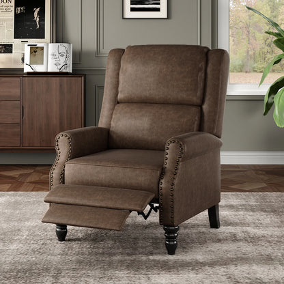 Modern Faux Leather Pushback Recliner Chair, Manual Reclining Armchair for Living Room & Bedroom