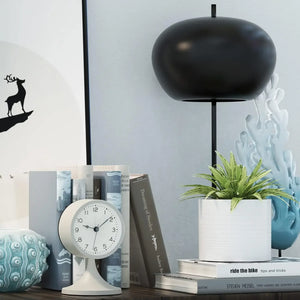 Vintage Metal Alarm Clock, Silent Non-Ticking Analog Table Clock for Bedroom, Living Room & Bedside Decor