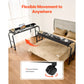 Height Adjustable Overbed Table with Power Socket & 4 Wheels, Mobile Rolling Bedside Laptop Desk for Home & Office