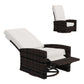 360° Swivel Rattan Outdoor Recliner Chair – Adjustable Cushioned Patio Lounge Chair with Footrest, Khaki