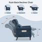 Chenille Pushback Recliner Chair – Upholstered Accent Lounge Chair with Adjustable Footrest & Side Pocket