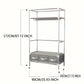 Portable Wardrobe Closet with Hanging Rod & 3 Drawers, Rolling Non-Woven Fabric Clothes Organizer with Zipper Cover, Gray, 35.5 x 17.7 x 67.7 in