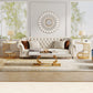 2-Tier Round Side Table with Faux Marble Top & Storage Shelf, Modern White and Gold End Table