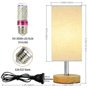 Small Bedside Table Lamp with 3000K Warm White LED Bulb Included