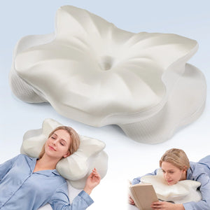 Ergonomic Cooling Memory Foam Neck Pillow with Contoured Support & Removable Washable Cooling Cover, 1-Pack