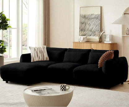L-Shaped Modular Sectional Sofa – Convertible Cloud Couch with Removable Ottoman for Small Living Room & Apartment