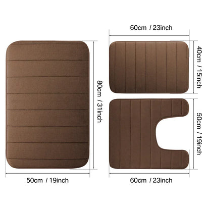 Black Memory Foam Bathroom Mat, Soft Thick Absorbent Bath Rug with Non-Slip Backing, Quick Dry Machine Washable