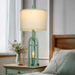 27-Inch Coastal Table Lamp, 3-Way Dimmable Touch Control, USB-A and USB-C Ports, AC Outlet, Vintage Bedside Nightstand Lighting