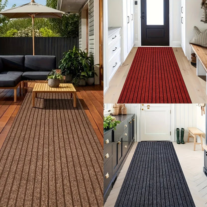 Large Striped Non-Slip Floor Mat, Waterproof Stain-Resistant Easy-Clean Entrance Rug for Hallway, Kitchen & Bathroom