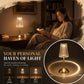 Rechargeable LED Table Lamp, Brushed Gold Aluminum, Prismatic Shade, Touch Stepless Dimming, 3 Color Modes, USB-C Charging