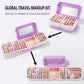 130-Color Travel Makeup Palette with Matte & Shimmer Eyeshadow, Blush, Highlighter & 8 Makeup Brushes, Portable Suitcase Kit