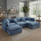 113.4-Inch Modular Cloud Sectional Sofa with Ottoman – Oversized Deep Seat Couch, Solid Wood Frame for Living Room