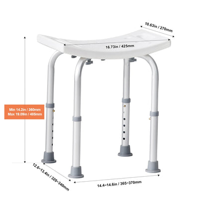 Adjustable Shower Chair for Seniors – Height Adjustable Bath Stool with Built-In Handles, Non-Slip Feet, 350 lb Capacity