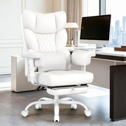 Big & Tall Executive Office Chair with Footrest, High Back 155° Reclining Desk Chair with Adjustable Armrests & Lumbar Support