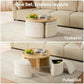 Round Ottoman Coffee Table with 4 Nesting Bouclé Seats, Hidden Storage & Reinforced Wood Frame