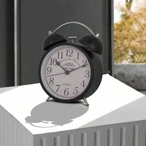 4.5-Inch Retro Metal Twin Bell Alarm Clock for Heavy Sleepers, Vintage Bedside Table Clock for Bedroom & Home Decor