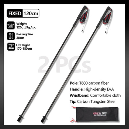 Ultra-Light Carbon Fiber Foldable Trekking Poles – 5-Section Hiking Sticks with EVA Grip, 2-Pack