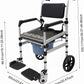 3-in-1 Foldable Shower Commode Wheelchair – Height Adjustable Toilet Chair with Locking Wheels, 330 lbs Capacity