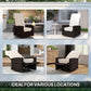 360° Swivel Rattan Outdoor Recliner Chair – Adjustable Cushioned Patio Lounge Chair with Footrest, Khaki