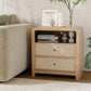 23" Wide Nightstand with Charging Station, 2 Drawers, 2 AC Outlets & 2 USB Ports, Narrow Bedside Table for Bedroom & Living Room