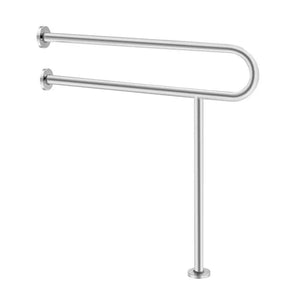 31.5" U-Shaped Toilet Safety Rail – 304 Stainless Steel Grab Bar with Anti-Slip Handle & Support Leg, 300 lb Capacity