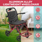 Lightweight Foldable Transport Wheelchair – 18.5 lbs Portable Travel Chair with 8" Rear Wheels for Adults