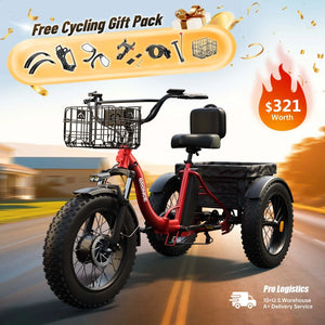 Lava 1200W Peak Electric Tricycle for Adults – 36V 20Ah Removable Battery, 20" Fat Tires, 75-Mile Range & 500 lb Capacity