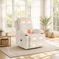 Modern White Massage Recliner Chair with Heat, Swivel Rocking Single Sofa with Manual Reclining for Living Room