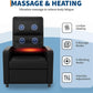 Power Recliner Chair with Heat & Massage, Electric Overstuffed PU Leather Recliner with USB Port & Side Pockets