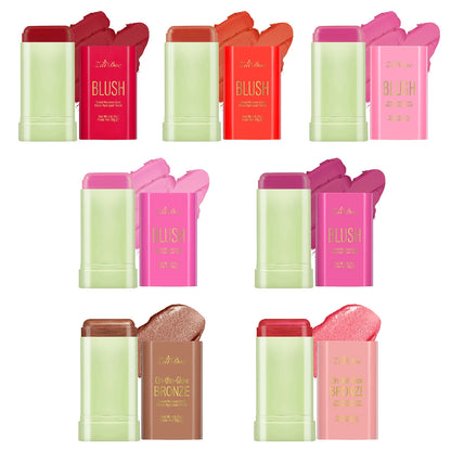 Blush Stick with Puff Applicator, Natural Matte Finish, Smooth Blendable Cheek Color, 9 Shades