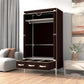 Portable Wardrobe Closet with Hanging Rod & 3 Drawers, Rolling Non-Woven Fabric Clothes Organizer with Zipper Cover, Gray, 35.5 x 17.7 x 67.7 in
