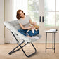28-Inch Folding Saucer Chair – Soft Faux Fur Padded Lounge Reading Chair with Metal Frame for Living Room