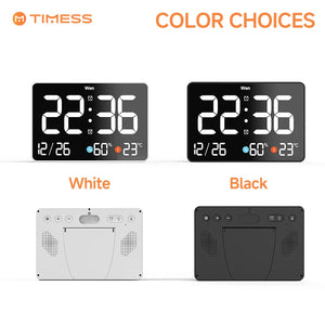 11-Inch LED Digital Alarm Clock with Large Display, Date, Day, Temperature & Humidity, Dual Alarms, Wall & Tabletop