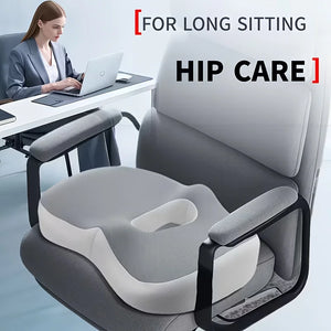 Ergonomic Memory Foam Coccyx Seat Cushion – Contoured Tailbone & Hip Support Chair Pad with Washable Cover for Office, Car & Wheelchair