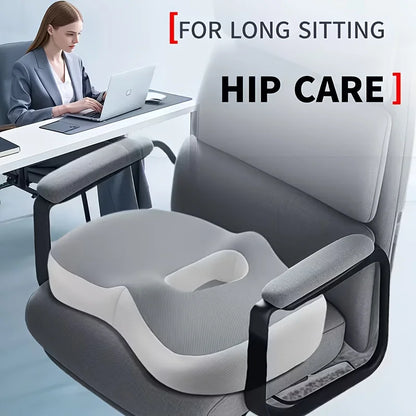 Ergonomic Memory Foam Coccyx Seat Cushion – Contoured Tailbone & Hip Support Chair Pad with Washable Cover for Office, Car & Wheelchair