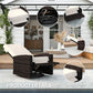 360° Swivel Rattan Outdoor Recliner Chair – Adjustable Cushioned Patio Lounge Chair with Footrest, Khaki