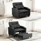 Convertible Reclining Sofa Bed with Vibration Massage – PU Leather Chaise Lounge Chair with Lumbar Pillow, Black
