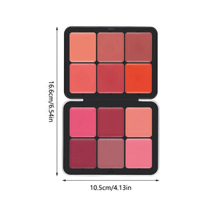12-Color Cream Blush Palette, Matte & Shimmer Finishes, Blendable Long-Lasting Cheek Color