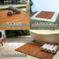 Solid Teak Wood Bath Mat, Non-Slip Wooden Shower Floor Mat with Rubber Feet for Sauna, Pool, Hot Tub & Entryway