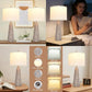 Rustic Farmhouse Bedside Table Lamps, Set of 2, with 3-Way Dimming and Horizontal Stripe Design