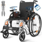 Lightweight Foldable Manual Wheelchair – Steel Frame with Flip-Up Armrests & Quick-Release Leg Rests for Travel