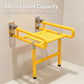 Wall-Mounted Folding Shower Seat with Armrests – Anti-Slip Feet, Space-Saving Bath Chair, 440 lb Capacity, Yellow