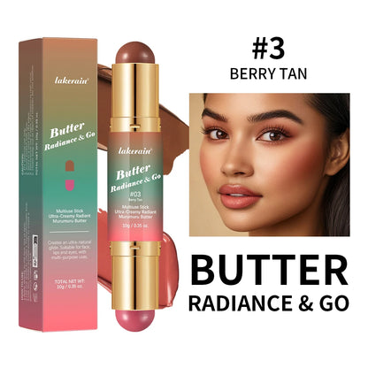 Double-Ended Blush and Bronzer Stick, Moisturizing Buildable Color, Natural Finish Face Makeup