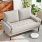 48-Inch Mid-Century Modern Loveseat Sofa – Compact Upholstered Couch with Solid Wood Legs & Throw Pillow for Apartment, Ash Beige