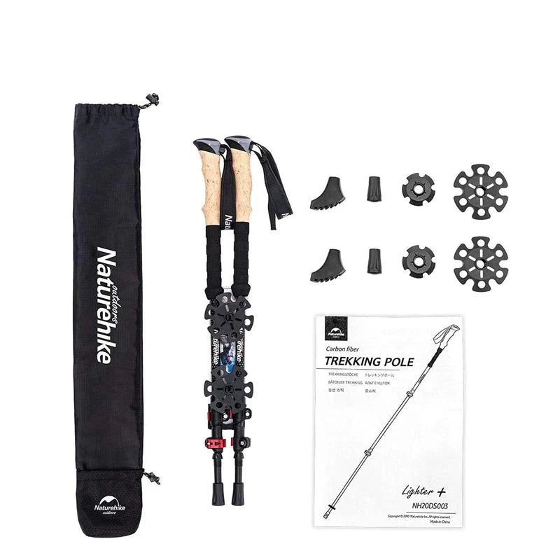 Adjustable Carbon Fiber Trekking Poles – Lightweight Hiking Sticks, 2-Pack